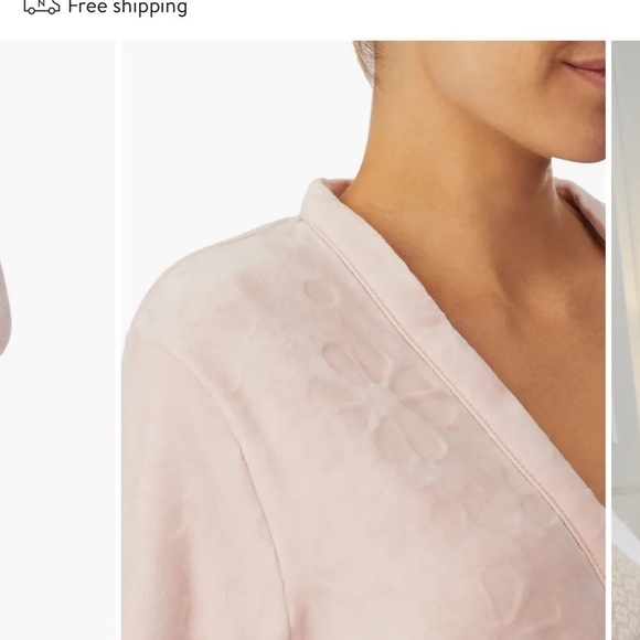 Kate Spade Embossed Floral Plush Long-Sleeve Tie-Front Short Cozy Robe - Picture 3 of 10